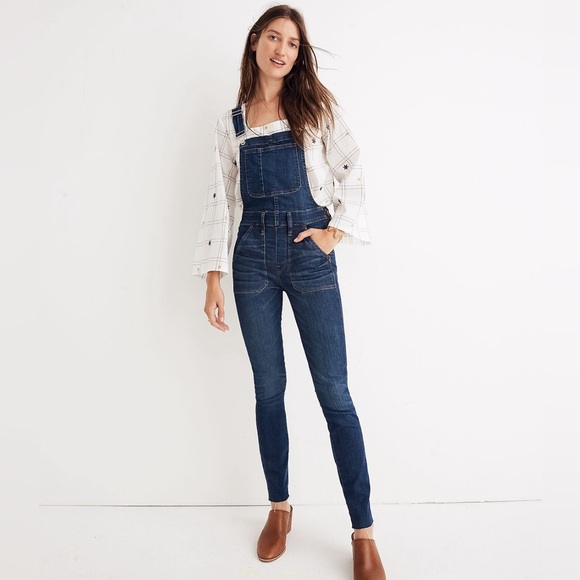 Madewell Women's Skinny Overalls: Eco Edition In Elmdale Wash Size Large NWT - Picture 1 of 9
